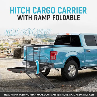 ECOTRIC 46.2 X 26.8 X 38.7 Inch Hitch Cargo Carrier W/Ramp Foldable 500 Lbs