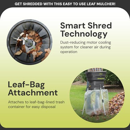 Sun Joe Corded Leaf Mulcher Shredder with Adjustable Control Dial, 8,000 RPM, 13-Amp Motor - Portable Electric Mulching and Shredding Machine for Lawn Care, SDJ616 - style: 13-Amp