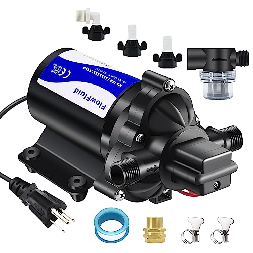 Water Pressure Booster Diaphragm Pump 110V AC for House,45PSI 4GPM Fresh Water Transfer Pump with Plug,On Demand Self-Priming Water Pump with Filter for RV Bathroom Kitchen Irrigation Spray - style: 110V 4GPM 45PSI