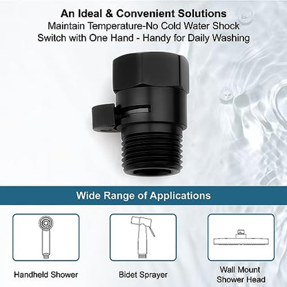 Midanya G1/2" Water Flow Control Shower Shut Off Valve,Matte Black - color: Black