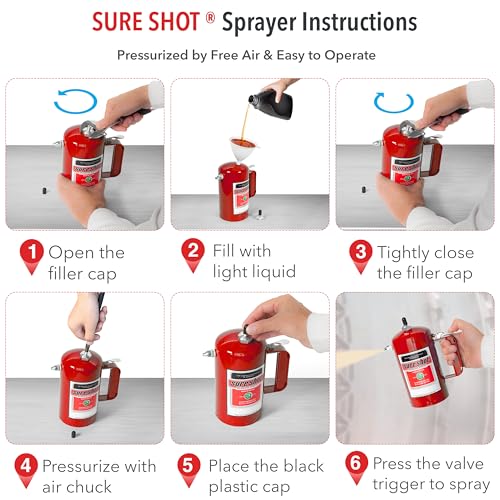 Sure Shot A1000R 1 Quart Enameled Steel Sprayer, Red