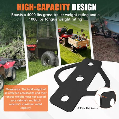 Chelhead 3 Way Trailer Hitch Adapter Steel Hook Mounting with Bolts - size: Flat Design