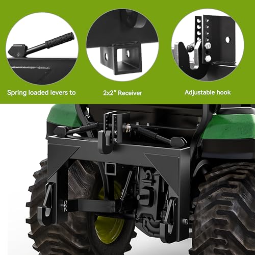 AUTOSAVER88 3000LB 3 Point Quick Hitch Attachment for CAT 1 Tractor, Black - color: Black