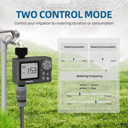 TiFFCOFiO Sprinkler Timer Outdoor, Digital Programmable for Garden Hose, Irrigrtion Timer with Rain Delay and Manual Mode (Water Volume Control, 2 Packs) - size: Water Volume Control, 2 Packs