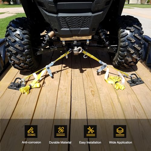 Nilight 1/2" Heavy Duty Trailer D Ring Tie Down Anchors with Backing Plates - color: Black, size: D Ring