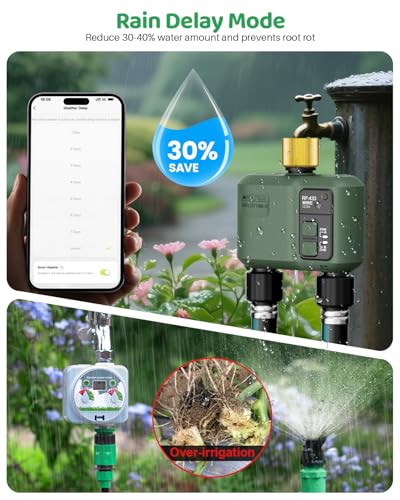WiFi Water Timer 2 Zone for Garden Hose, Brass Inlet - size: 2 Outlet In
