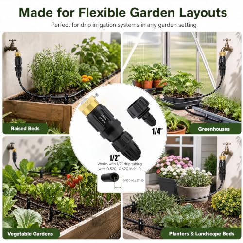 Drip Irrigation Faucet Adapter, 25 PSI, 1/2 and 1/4 in, 1-Pack - color: 1-Pack Kit