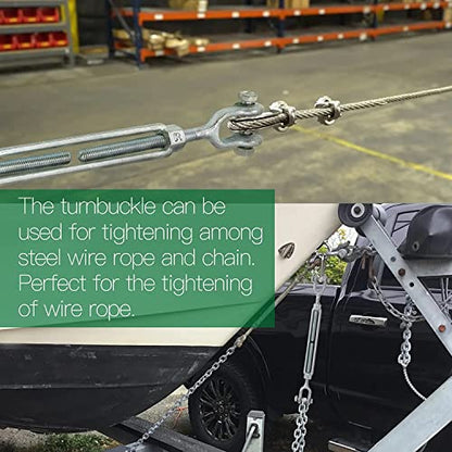 1/2" Jaw Jaw Turnbuckle Galvanized Jaw and Jaw Turnbuckle, Jaw Jaw Closed Body Marine Turnbuckle Jaw, 3500lbs Working Load Limit, Durable for Wire Rope Cable (1/2" x 6") - style: Jaw & Jaw-1/2 x 6