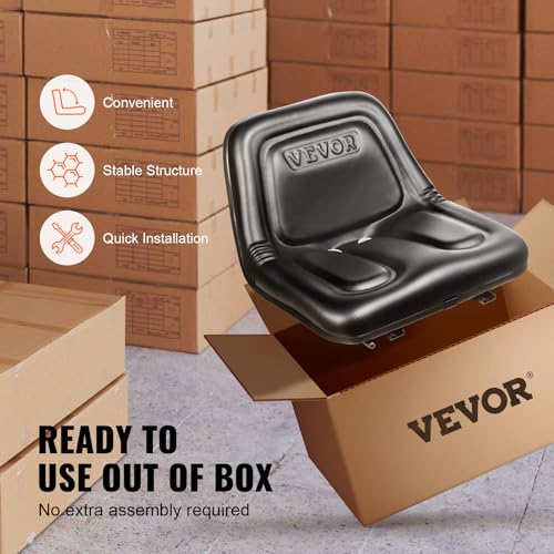 VEVOR Universal Tractor Seat, Lawn Mower Seat with Micro Switch, Black - style: One piece style