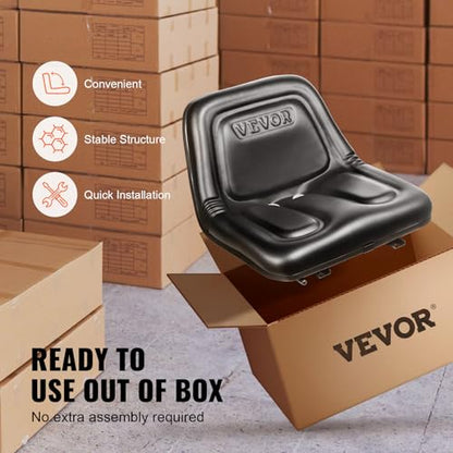 VEVOR Universal Tractor Seat, Lawn Mower Seat with Micro Switch, Black - style: One piece style