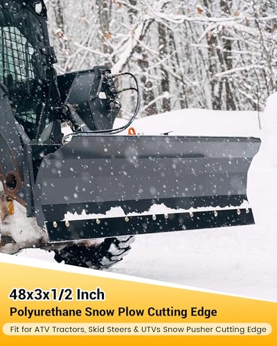 48x3x1/2 Inch Polyurethane Snow Plow Cutting Edge | Fit for ATV Tractors, Skid Steers & UTVs Snow Pusher Cutting Edge, Heavy Duty Replacement Blade for Front Snow Blade Plow - color: 48x3x1/2 Inch