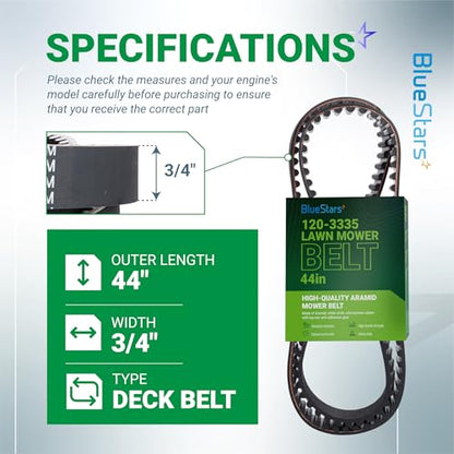BlueStars 120-3335 Timing Belt 44" x 3/4" - size: 120-3335, style: Aramid Cord