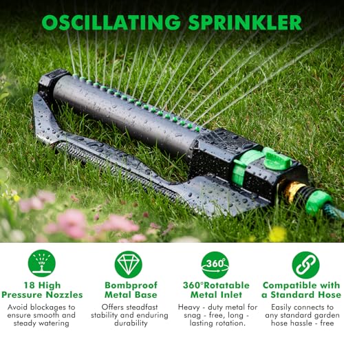 RESTMO Oscillating Sprinkler with Metal Base, Lawn Sprinklers for Yard - size: 1 Pack