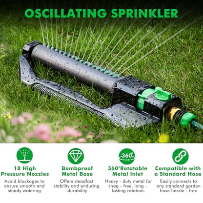 RESTMO 2 Pack Oscillating Sprinkler with Metal Base, Sprinklers for Yard - size: 2 Pack