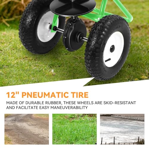 Auto Dynasty 80Lbs Walk-Behind Broadcast Spreader for Ice Melt/Seed, Green - color: Green