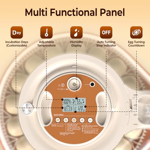 HOWOOlUA 26 Egg Incubator for Hatching Eggs withAuto Turn, Temp & Humidity Control, Built-in CandleLarge Capacity Egg Incubator for Chicken Duck Goose Eggs - size: 26-EGGS