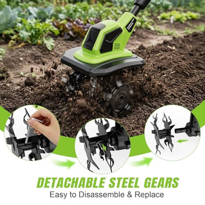 6000mAh Cordlees Tiller Cultivator for Gardening