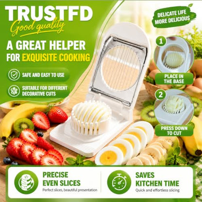 FANTEXY Egg Slicer with Stainless Steel Wires for Hard Boiled Eggs (White)