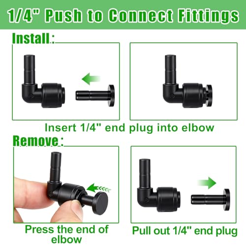 20 Pack 1/4" Push to Connect Fittings Elbow Connectors - size: 20 Pack 1/4" Elbow -A