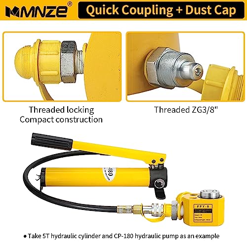 5T 6mm/0.24" Stroke Hydraulic Cylinder Jack Sets Mini Hydraulic Ram Jack Porta Power Kits Retract Automatically Split Hydraulic Single Acting Lifting Cylinders with CP-180 Hydraulic Hand Pump - size: 5T, 6mm/0.24" Stroke + CP-180 Pump