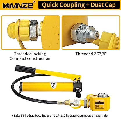 5T 6mm/0.24" Stroke Hydraulic Cylinder Jack Sets Mini Hydraulic Ram Jack Porta Power Kits Retract Automatically Split Hydraulic Single Acting Lifting Cylinders with CP-180 Hydraulic Hand Pump - size: 5T, 6mm/0.24" Stroke + CP-180 Pump