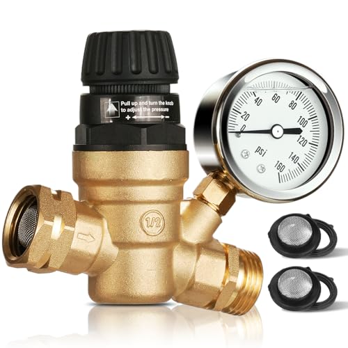 SheeChung RV Water Pressure Regulator, Brass Lead-Free Pressure Regulator