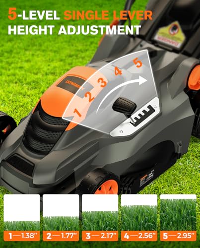 DOVAMAN 13 Amp 16" Lawn Mower, 98% Collection w/13.2-Gallon Bag