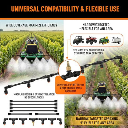 Boom Sprayer Wand ATV Sprayers Kit with Fittings(Plastic,6 Nozzles) - color: Plastic