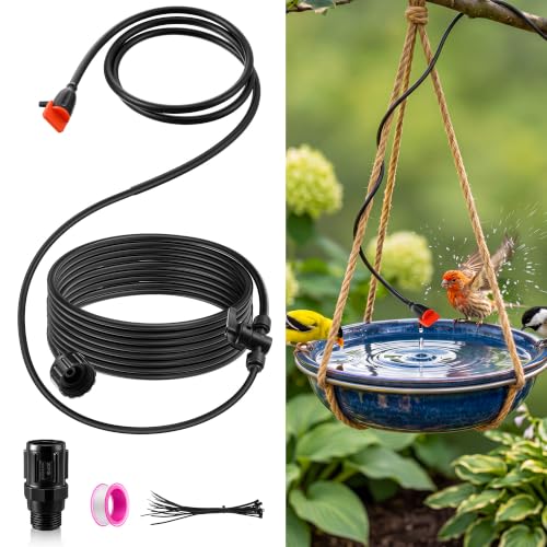 Saillong 36Ft Bird Bath Dripper Kit, Adjustable Outdoor Drip, No Bracket - size: 33 ft Water Pipe, style: No Bracket