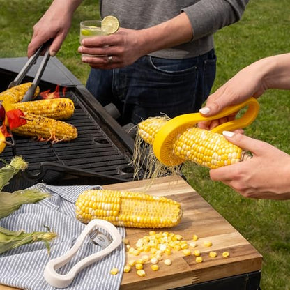 Chef’n Nesting Corn Tool Set, Corn Peeler and Desilker Brush, 2-in-1 Corn Silk Remover and Cob Stripper - style: Corn Tool Set