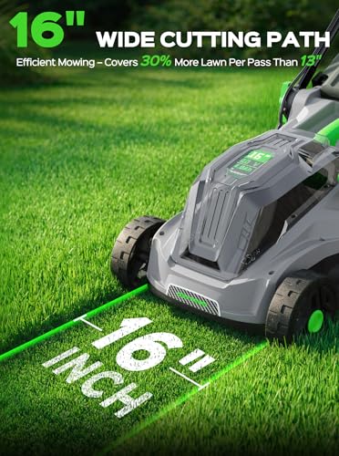 TIECTOWN 40V 16" Cordless Electric Lawn Mower with 4.0Ah Battery - Green