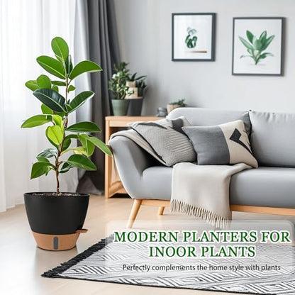 2 Pack 10 inch Plant Pots, Plastic Self Watering Planters - color: Black, size: 10 inches