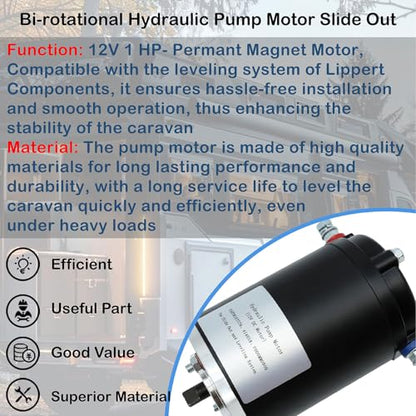 Bi-rotational Hydraulic Pump Motor Slide Out Replacement Pump Motor 167567 Fit for Lippert Components Leveling System,Replace 414018, 414849, F000MM0809