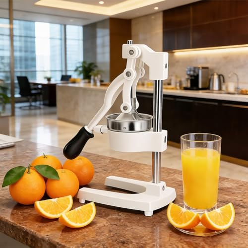 Cast Iron Juicer Hand Press Heavy Duty, Orange Juicer - color: White