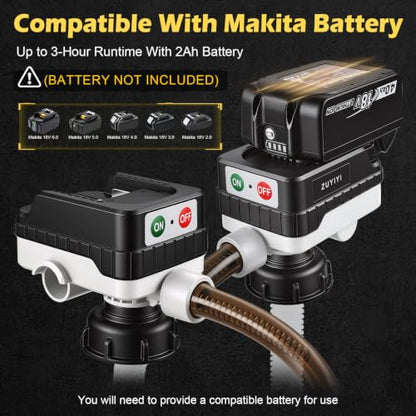 4 GPM Cordless Fuel Transfer Pump for Makita 18V Battery, Auto-Stop