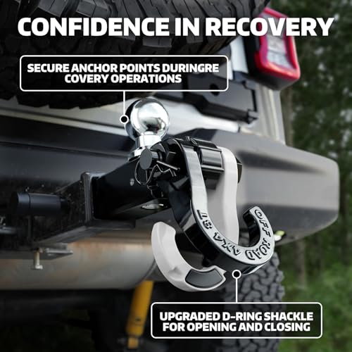 AUTOBOTS 2 inch Trailer Hitch Ball Mount with Tow Shackle and Pin - color: white