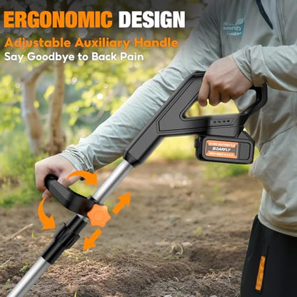SOARFLY Cordless Tiller Cultivator for Gardening, 9" Width 6.6" Depth - size: 2.0AH Battery