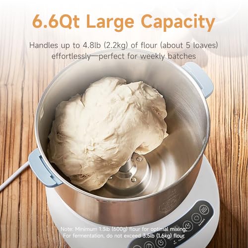 Joydeem Electric Dough Maker with Ferment Function, Microcomputer Timing, Face-up Touch Panel, 7.4Qt, 304 Stainless Steel, JD-HMJ7L
