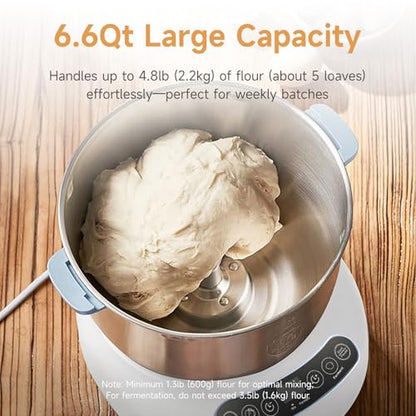 Joydeem Electric Dough Maker with Ferment Function, Microcomputer Timing, Face-up Touch Panel, 7.4Qt, 304 Stainless Steel, JD-HMJ7L