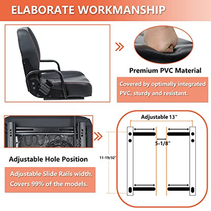 Universal Forklift Seat,Tractor Seat with Adjustable Back,Safety Belt and Operator Position Switch,Excavator Skid Loader Backhoe Dozer Telehandler