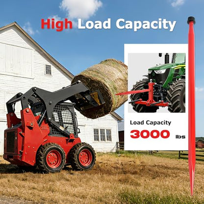 ALMULOO 47" Hay Spear, Bale Spears for Tractors, Loaders, Skid Steers Quick