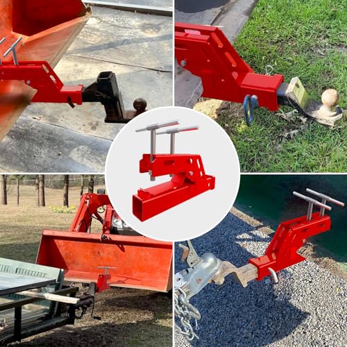 2026 New Upgraded Clamp On Trailer Hitch 2" Receiver, Heavy-Duty Bucket Trailer Hitch, Ball Mount Adapter Compatible with Kubota Deere Bobcat Bucket, for Boat, RV, Camping Accessories, Red - color: Red