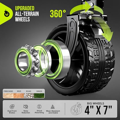 HIKEMOON 48'' Extra Large Collapsible Wagon with Big Wheels, 300L Black - color: Black