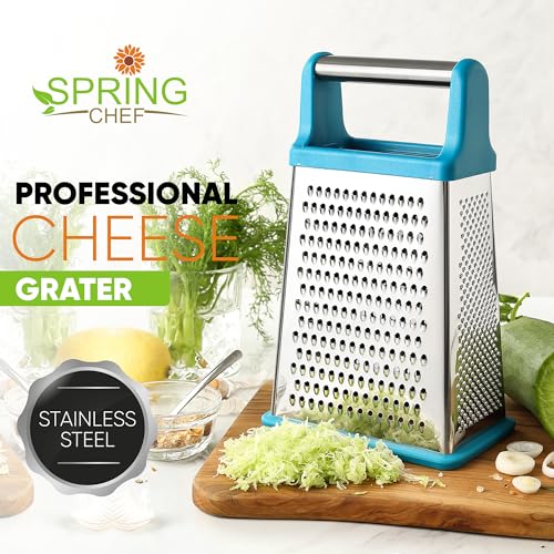 Spring Chef Stainless Steel XL Cheese Grater for Kitchen, Teal - color: Teal