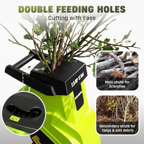 15-Amp Electric Wood Chipper with 45L Collection Bag and Push Stick