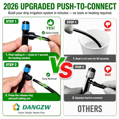 230FT Drip Irrigation System Kit, Quick Push-to-Connect Auto Garden Watering Irrigation System with 33FT 1/2'' & 197FT 1/4'' Tubing, Adjustable Dripper Sprayers for Raised Bed, Lawn, Greenhouse - size: 230FT