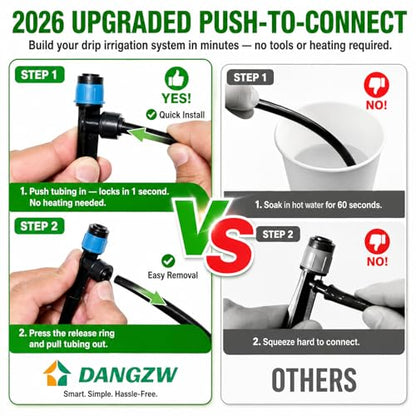 230FT Drip Irrigation System Kit, Quick Push-to-Connect Auto Garden Watering Irrigation System with 33FT 1/2'' & 197FT 1/4'' Tubing, Adjustable Dripper Sprayers for Raised Bed, Lawn, Greenhouse - size: 230FT