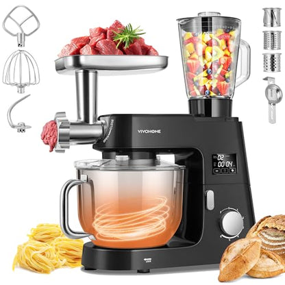 VIVOHOME 9-in-1 Stand Mixer with Fermentation & Timer, 7.5-Quart, Black - color: Black, size: 9-in-1