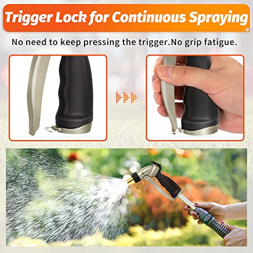 AUTOMAN Garden Hose Nozzle - 100% Metal High Pressure Spray Nozzle, Adjustable Spray Patterns, Labor-Saving, Heavy Duty for Garden Watering, Car Washing, Window Cleaning, Pets Showering - color: Metalic Sand