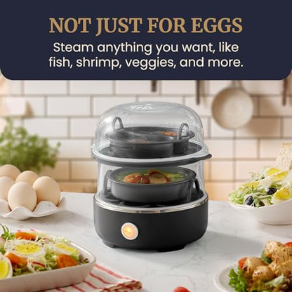 Elite Gourmet EGC1215B Easy Egg Cooker, Two-Tiered, 14-Egg, Black - color: Black, size: 14-Egg